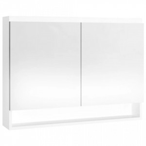 Dulap de baie cu oglindă, alb strălucitor, 80x15x60 cm, MDF - V331532V - Img 4
