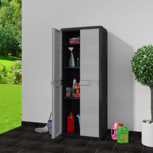 Dulap de depozitare pentru gradina, cu 3 rafturi, negru si gri - V43703V - Img 2