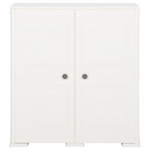 Dulap din plastic, 79x43x85,5 cm, alb, design de lemn - V340596V