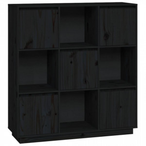 Dulap înalt, negru, 110,5x35x117 cm, lemn masiv de pin - V814373V