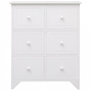 Dulap lateral, 6 sertare, alb, 60x30x75 cm, lemn de paulownia - V284097V - Img 3