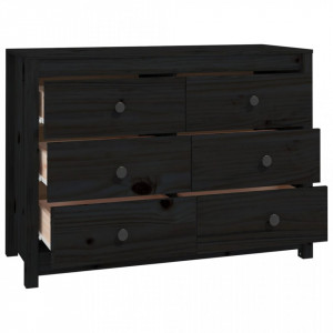 Dulap lateral, negru, 100x40x72 cm, lemn masiv de pin - V821768V - Img 3