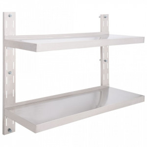 Etajera de perete cu doua rafturi, 100 x 30 cm, otel inoxidabil - V51047V - Img 2
