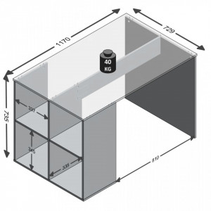 FMD Birou cu rafturi laterale, alb, 117 x 72,9 x 73,5 cm - V428732V - Img 2