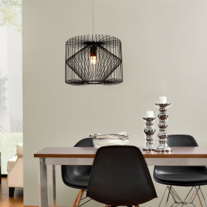 Lampa suspendata design decorativ, 26 x 35 cm, negru (1 x E27) - P51446029 - Img 3