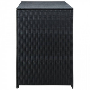Magazie dublă pentru pubele, poliratan, negru, 148x80x111 cm - V43887V - Img 3