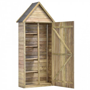 Magazie unelte de grădină cu ușă 77x28x178 cm lemn pin tratat - V46358V - Img 3