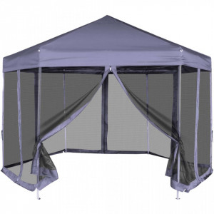 Marchiză hexagonală pliabilă 6 pereți albastru închis 3,6x3,1 m - V42110V - Img 2