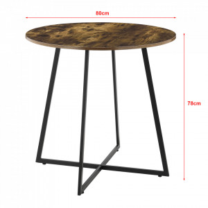 Masa bucatarie, 78 x 80 cm efect lemn nuanta inchisa, forma rotunda - P77756178 - Img 3