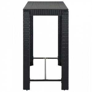 Masă de bar de grădină, negru, 140,5x60,5x110,5 cm, poliratan - V45877V - Img 3