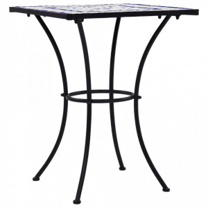 Masa de bistro mozaic, albastru si alb, 60 cm, ceramica - V46706V - Img 2
