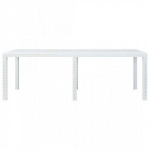Masa de gradina, alba, 220x90x72 cm, plastic, aspect ratan - V45607V - Img 3
