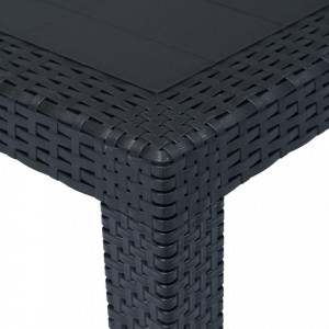 Masă de grădină, antracit, 220x90x72 cm , plastic, aspect ratan - V45608V - Img 4
