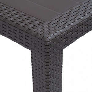 Masa de gradina, maro, 150x90x72 cm, plastic, aspect ratan - V45606V - Img 4