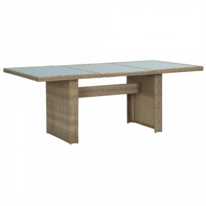 Masa de gradina, maro, 200 x 100 x 74 cm, sticla si poliratan - V310142V