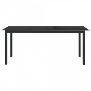 Masă de grădină, negru, 190x90x74 cm, aluminiu și sticlă - V312202V