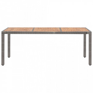 Masa gradina, gri, 190x90x75 cm, poliratan si lemn masiv acacia - V46108V - Img 2