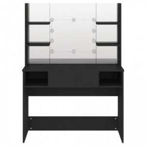 Masă machiaj cu lumini LED, negru, 100x40x135 cm , MDF - V331540V - Img 3