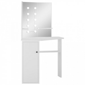 Masa pentru machiaj de colt cu lumini LED, alb - V288450V - Img 4