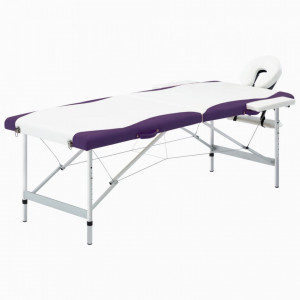 Masa pliabila de masaj, 2 zone, alb si violet, aluminiu - V110233V