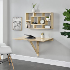 Masa pliabila montabila pe perete, 100 x 60 x 58 cm, lemn/melamina, culoarea lemnului - P56817810 - Img 2
