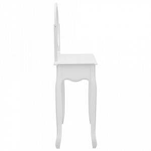 Masa toaleta cu taburet, alb, 65x36x128 cm, lemn paulownia, MDF - V289330V - Img 4