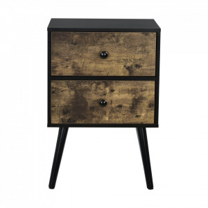 Masuta Amalia cu sertare, 60 x 40 x 29,5 cm, PAL/lemn, 10Kg, dreptunghiulara, efect lemn/negru - P65373536 - Img 2