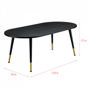 Masuta cafea, efect stejar negru mat lacuit/auriu - P71736455 - Img 3