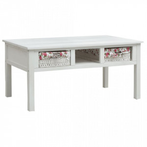 Masuta de cafea, alb, 99,5 x 50 x 48 cm, lemn - V287845V