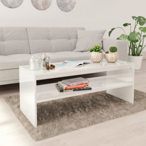 Masuta de cafea, alb extralucios, 100x40x40 cm, PAL - V800132V