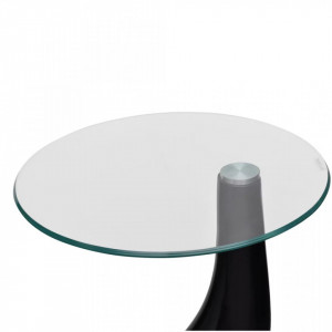 Masuta de cafea cu blat rotund din sticla, 2 buc, negru lucios - V240323V - Img 4