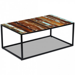 Masuta de cafea din lemn de esenta tare reciclat 100x60x45 cm - V243336V - Img 3