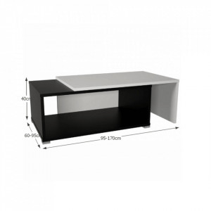Măsuţă de cafea extensibilă, negru/alb - TP130597 - Img 3