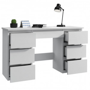 MBBIA1 - Birou 120 cm, masa de calculator cu 7 sertare, office - Alb - Img 3