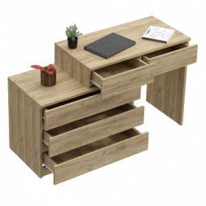 MBBIAR3 - Birou stanga/dreapta, 115/130 cm, masa de calculator drept sau pe colt cu 5 sertare, office - Stejar - Img 6