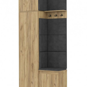 MBCUIAR8 - Set Cuier hol, 104x37x214 cm - 3 agatatori haine, hol, pantofar - Culoarea Stejar cu tapiterie Gri / Verde / Albastra - Img 5
