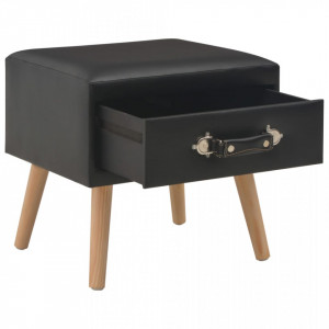 Noptiera, negru, 40 x 35 x 40 cm, piele ecologica - V247537V - Img 2