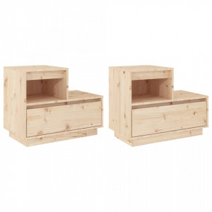 Noptiere, 2 buc, 60x34x51 cm, lemn masiv de pin - V814375V - Img 1