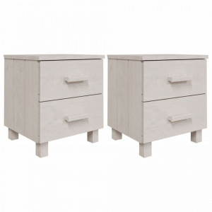 Noptiere, 2 buc., alb, 40x35x44,5 cm, lemn masiv de pin - V340409V - Img 1