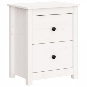 Noptiere, 2 buc., alb, 50x35x61,5 cm, lemn masiv de pin - V813682V - Img 3