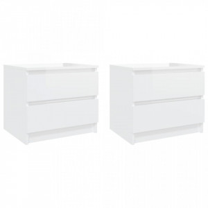 Noptiere, 2 buc., alb extralucios, 50x39x43,5 cm, PAL - V806206V