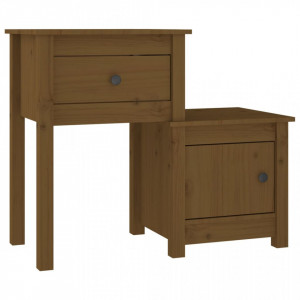 Noptiere, 2 buc., maro miere, 79,5x38x65,5 cm lemn masiv de pin - V814546V - Img 3