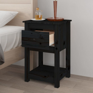 Noptiere, 2 buc., negru, 40x35x61,5 cm, lemn masiv de pin - V821738V - Img 4