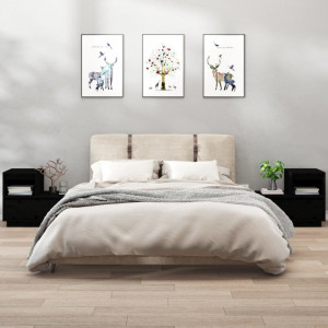 Noptiere, 2 buc, negru, 60x34x51 cm, lemn masiv de pin - V814383V - Img 2