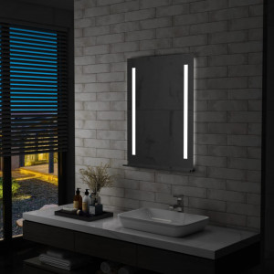 Oglindă cu LED de perete pentru baie cu raft, 60 x 80 cm - V144715V - Img 2
