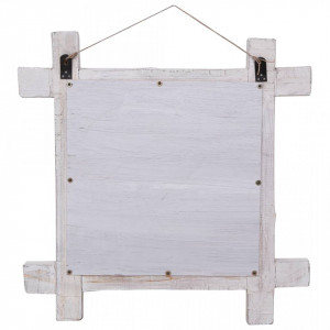 Oglinda cu rama din busteni alb 70 x 70 cm lemn masiv reciclat - V283932V - Img 4