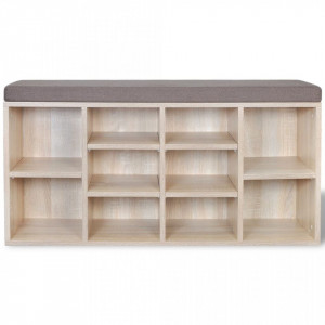 Organizator pantofi tip banca cu 10 compartimente, culoare stejar - V242555V - Img 4