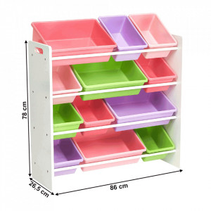 Organizator / raft pentru jucării, alb și multicolor - TP299191 - Img 2