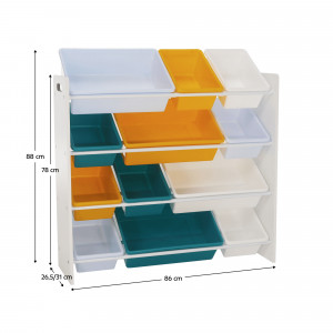 Organizator / raft pentru jucării, alb și multicolor - TP299192 - Img 15