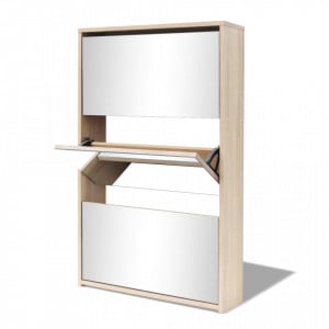 Pantofar cu oglinda si 3 niveluri, stejar, 63 x 17 x 102,5 cm - V243047V - Img 4